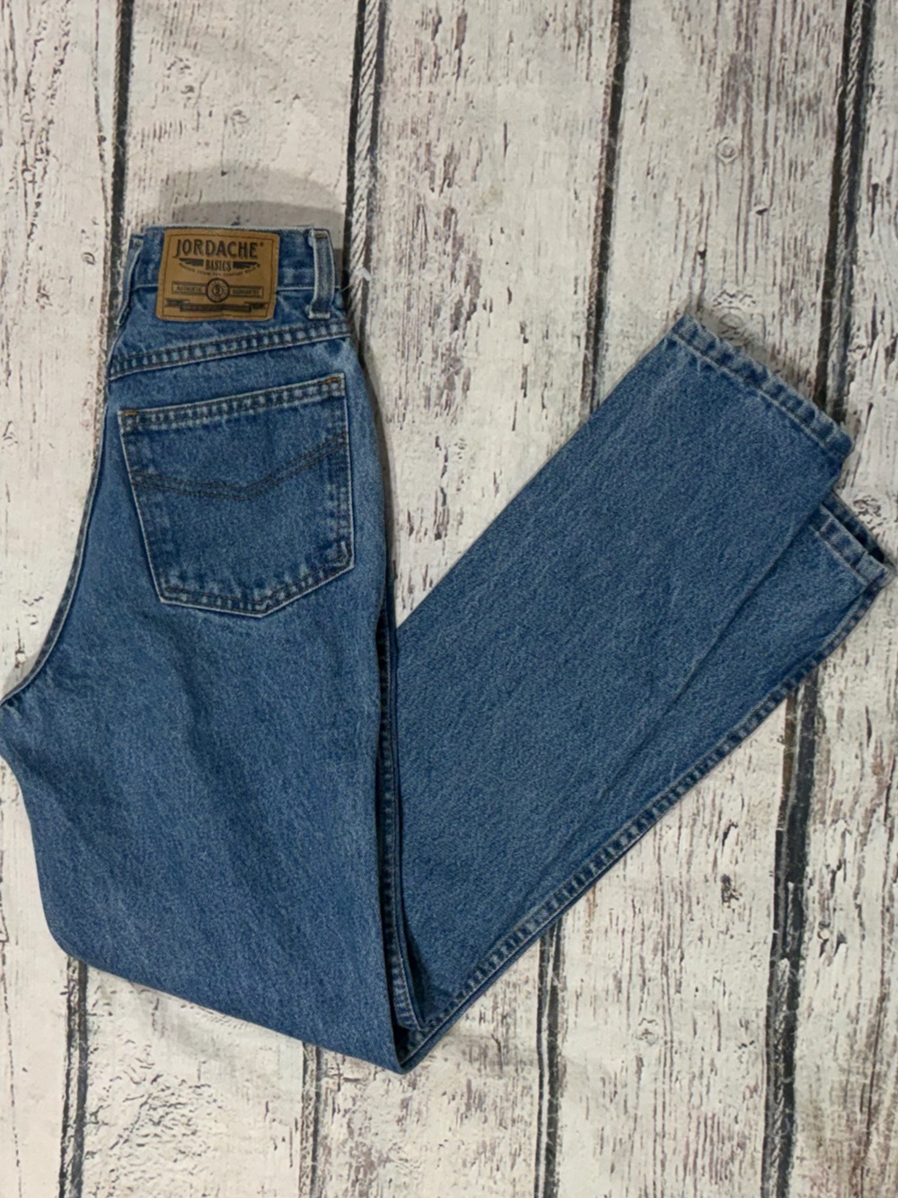 Jordache Basics Denim Distressed Blue Straight Leg Pants Jeans